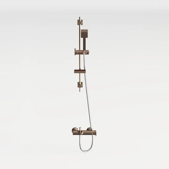 Brass Modern Wall Mounted Shower Mixer Set 3D Model