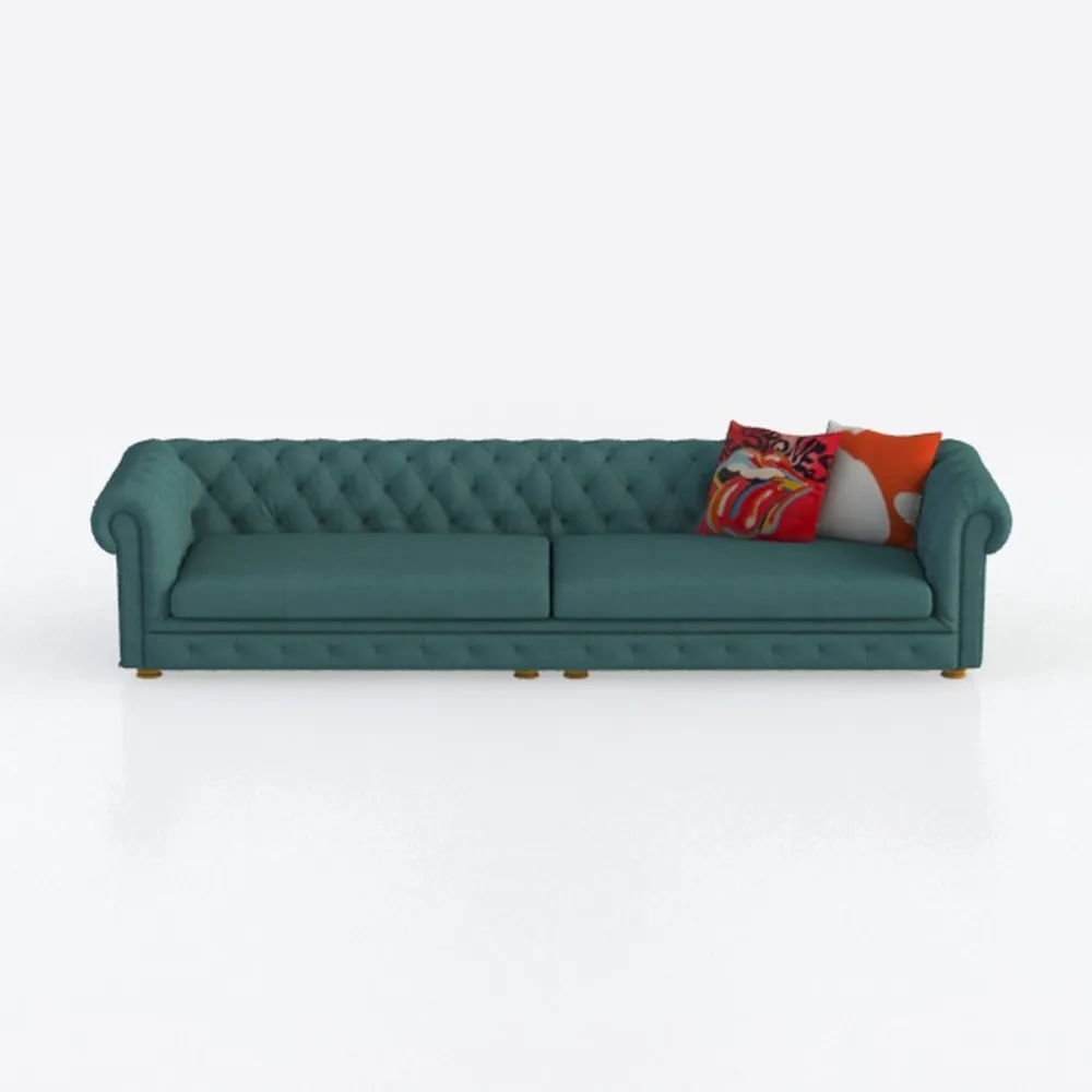 2 Piece Living Room Set, Velvet Chesterfield Sofa