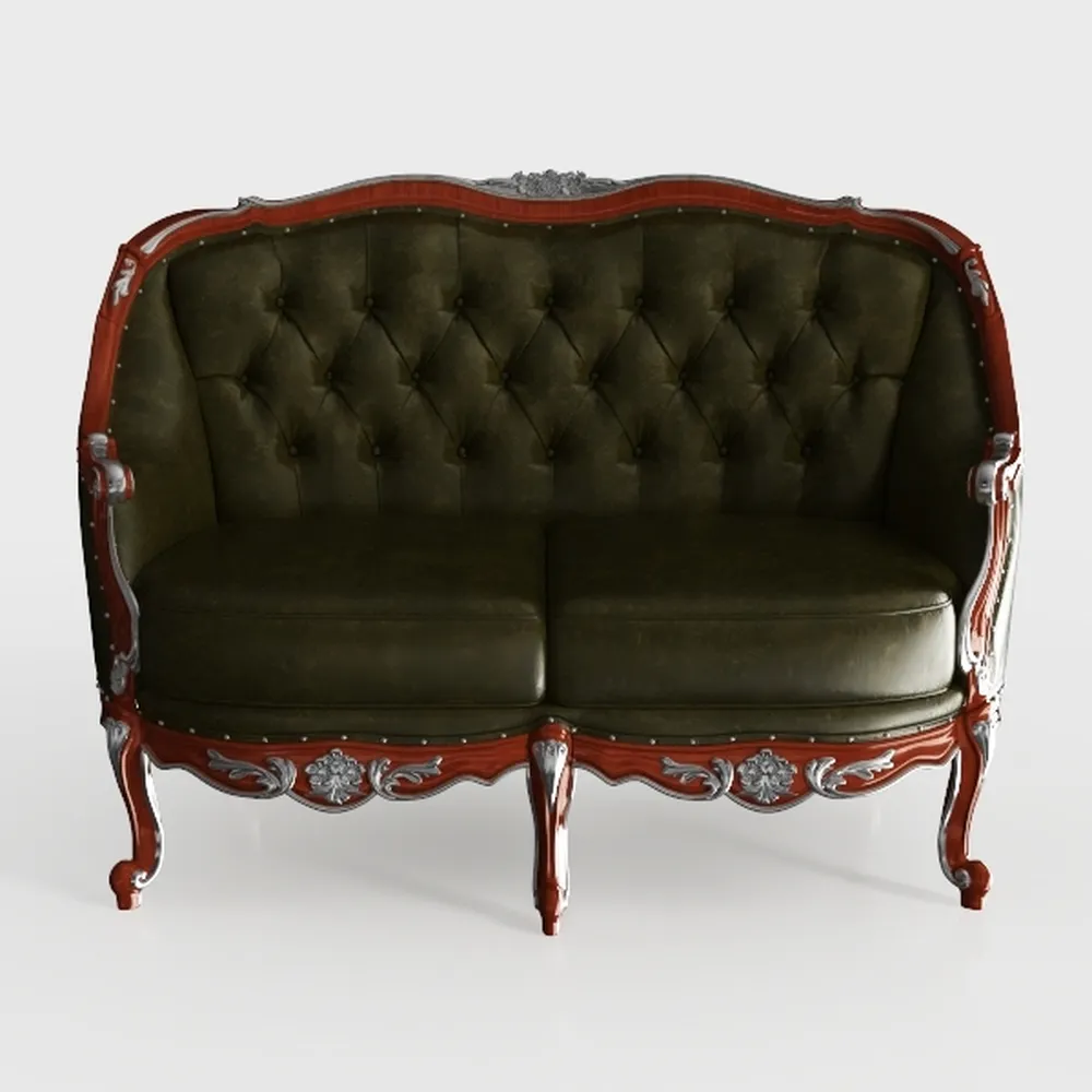 Elegant Leather Sofa Tufted Design Green Four