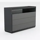Minimalist Modern Dark Solid Wood Dresser 3D Model Right 45 Degree View