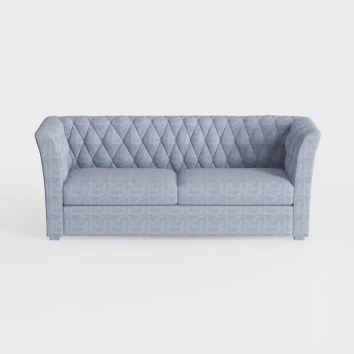 Modern Tufted Light Blue Fabric Sofa 3D Model