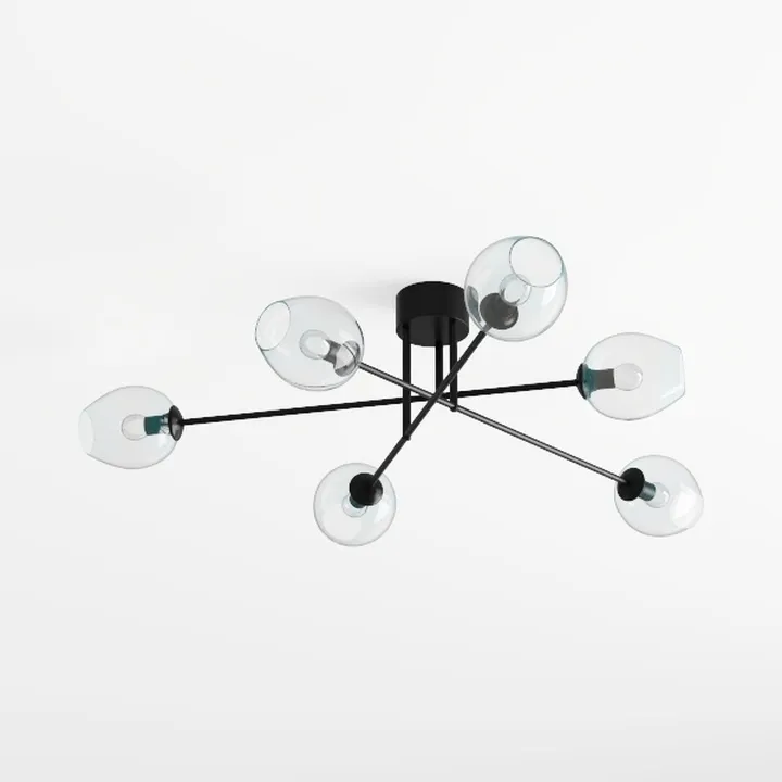 Modern Black Metal Glass Sputnik Chandelier Ceiling Lamp 3D Model