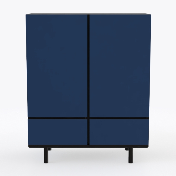 Blue Metal Storage Cabinet with 2 Doors - (47H)