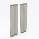 Minimalist Fabric Striped Window Curtains 3D Model Left 45 Degree View