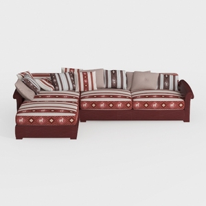 Bohemian Pattern Fabric L Shaped Sectional Sofa 3D Model