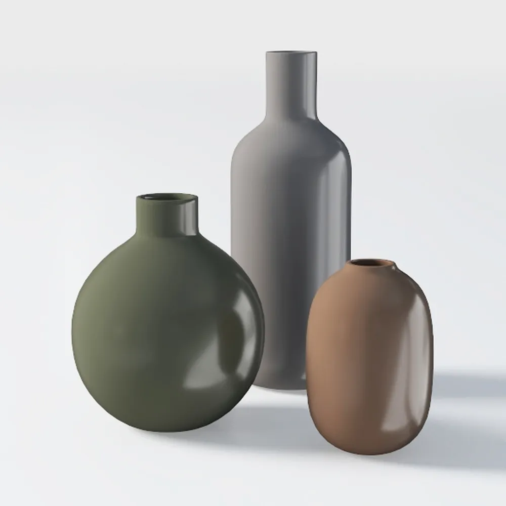 Ceramic Vase Set of 3,Neutral Modern Vases for