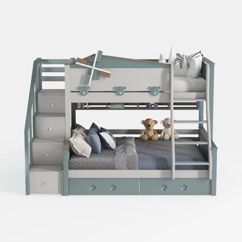 CITYLIGHT Twin Over Twin Bunk Bed with Trundle and