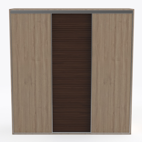 T4TREAM Fluted Shoe Storage Cabinet with 2 Sliding