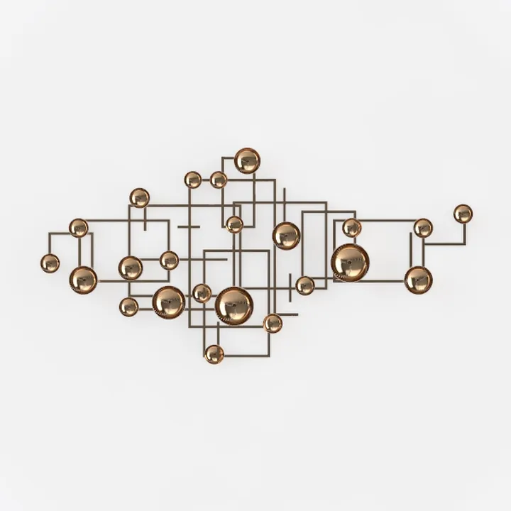 Modern Brass Metal Geometric Wall Art Decor 3D Model