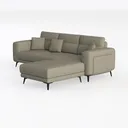 Modern Minimalist Taupe Fabric L Shaped Sectional Sofa 3D Model Left 45 Degree View