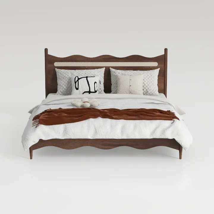 ALPHA HOME Wooden Bed Frame Queen Size - Solid 