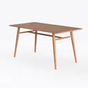 Mid Century Modern Solid Wood Dining Table 3D Model Left 45 Degree View