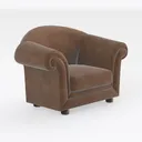 Vintage Leather Rolled Arm Accent Chair 3D Model Right 45 Degree View