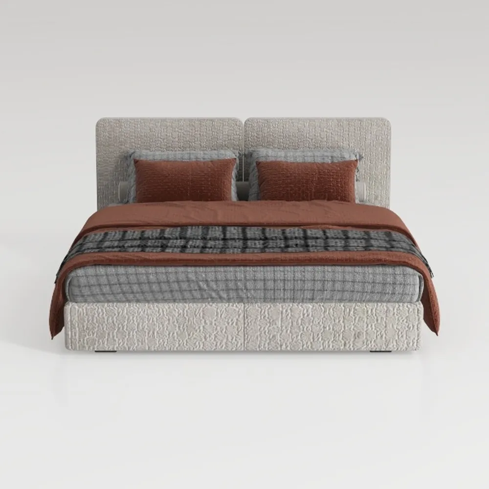SOFTSEA Queen Size Boucle Bed Frame, Upholstered P