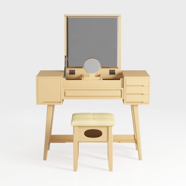 White Makeup Vanity Table Dressing Table Cushioned