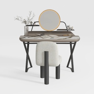 Beige 1-Drawer 31.5 in. Dresser with Mirror and Ch