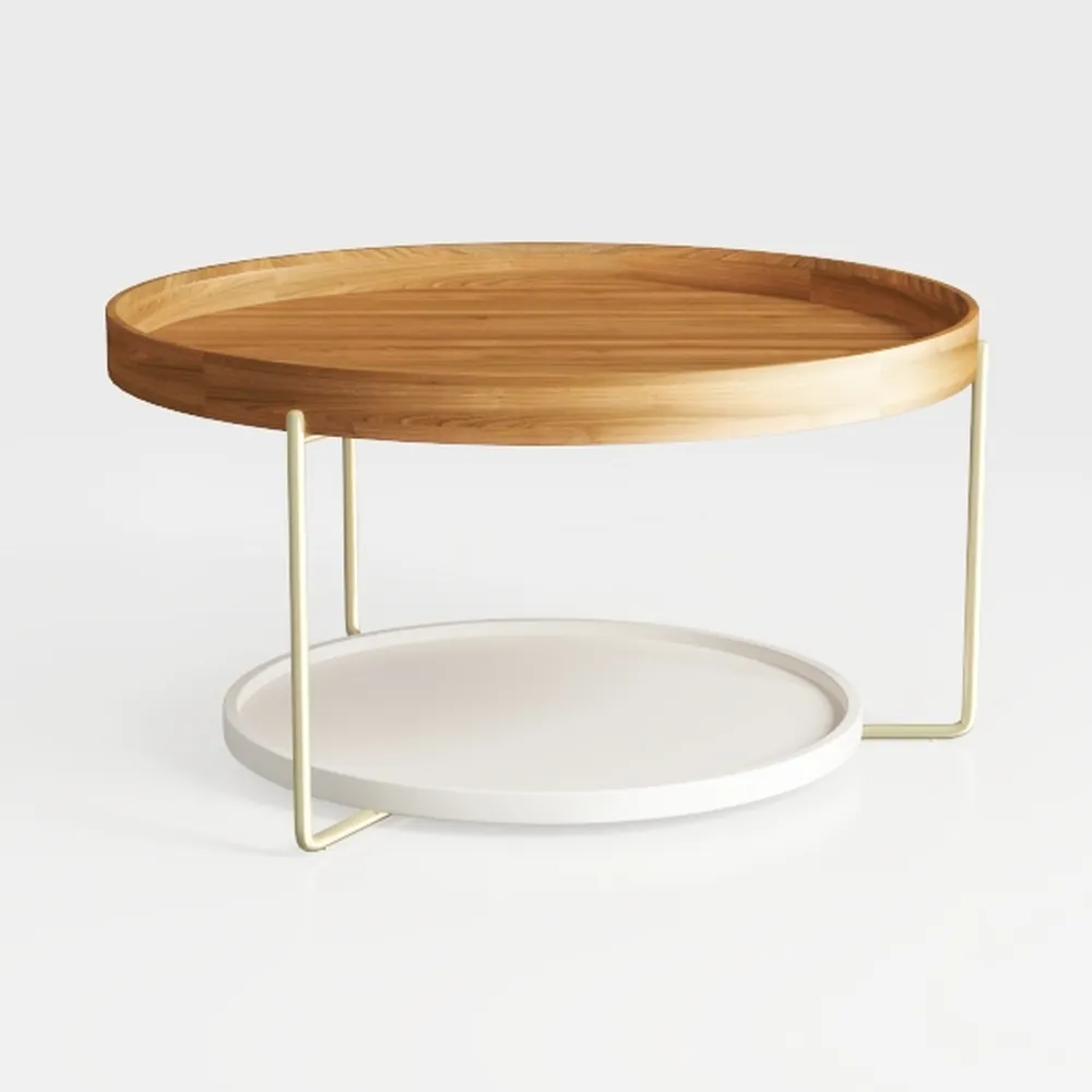 Tribesigns Round Coffee Table, 31.7" Wooden 2-Tier