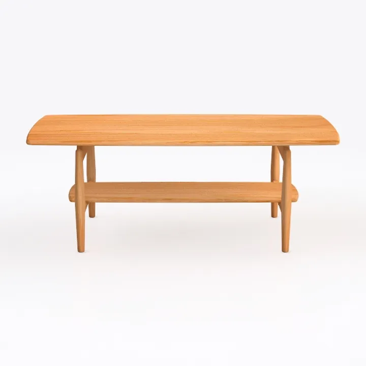 Wood Coffee Table - 2-Tier Oak Center Coffee Table