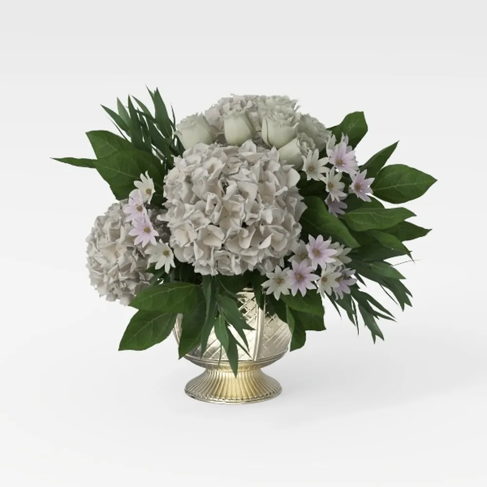 4Pcs Realistic Orange Hydrangea Artificial Flowers