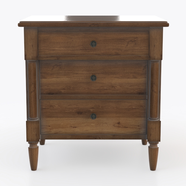 Three-Drawer Reclaimed Solid Wood Nightstand for