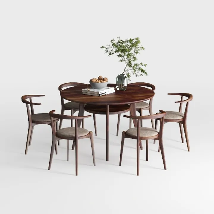 Danielle Walnut Wood 75 in. Pedestal Dining Table 