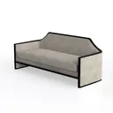 Modern Contemporary Grey Fabric Black Metal Frame Sofa 3D Model Left 45 Degree View