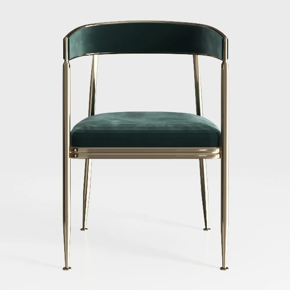 Contemporary Chair in Gold Metal and Green with