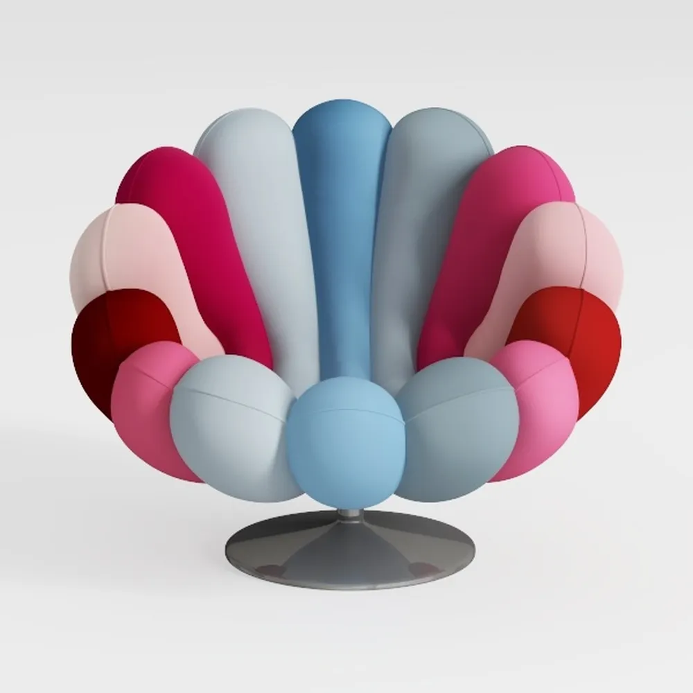 Pumpkin Grey Polyester Swivel Chair and Ottoman