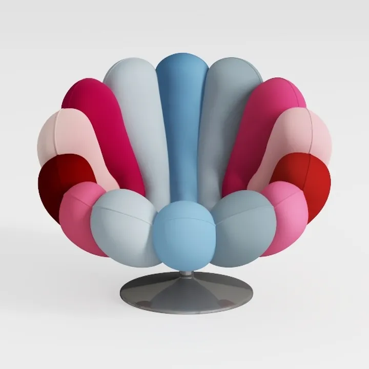 Pumpkin Grey Polyester Swivel Chair and Ottoman