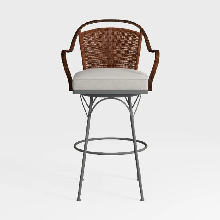 Bechor 29 in. Beige and Gray Wood Bar Stool with W
