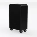Minimalist Black Solid Wood Rolling Dresser 3D Model Left 45 Degree View