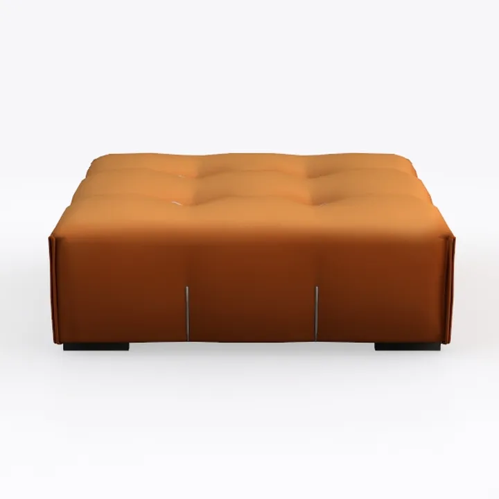 Modern Tufted Leather Square Ottoman 3D Model