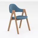Modern Blue Fabric Solid Wood Armchair 3D Model Right 45 Degree View