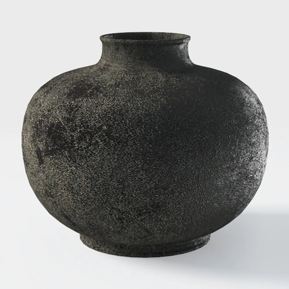 10'' Handmade Clay Black Rustic Textured Vase