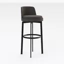 Minimalist Faux Leather Metal Frame Bar Stool 3D Model Right 45 Degree View