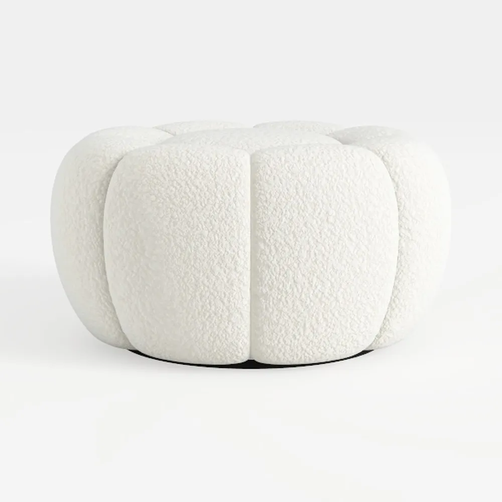 30-Inch Round Storage Ottoman,Modern Button Circle