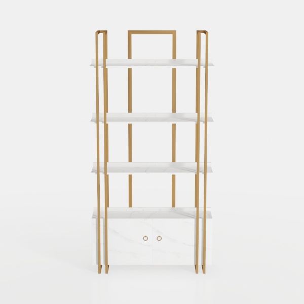 Jehiatek Gold Bookshelf 5 Tiers, Geometric