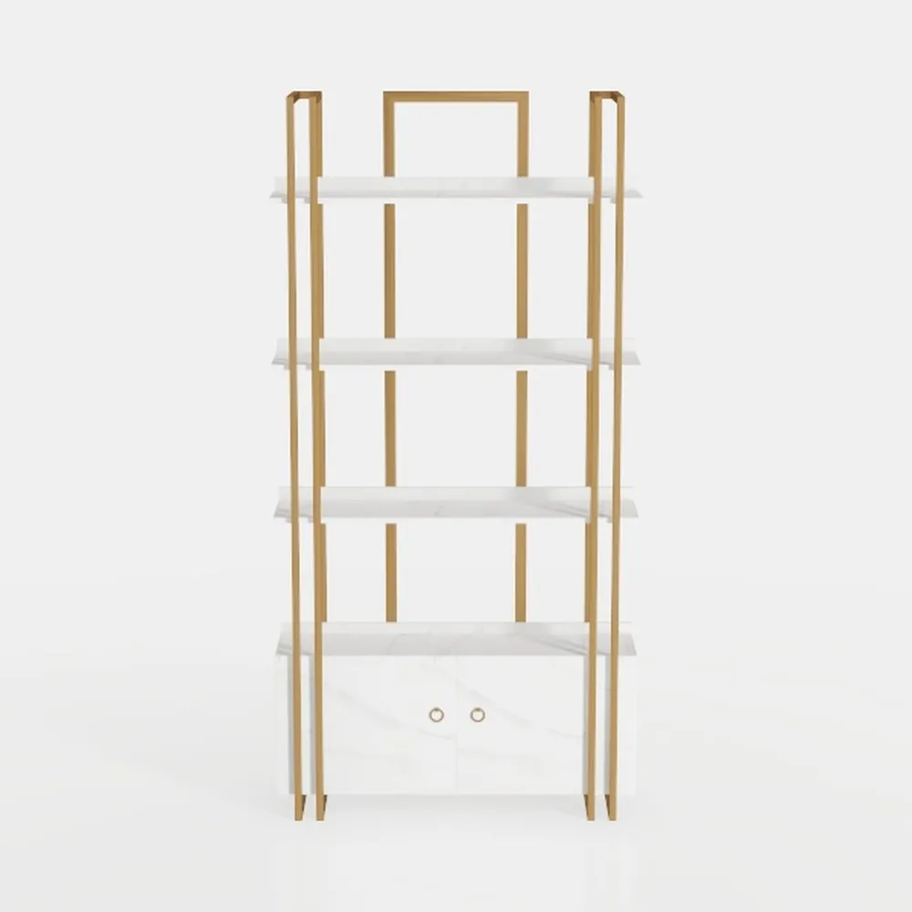 Jehiatek Gold Bookshelf 5 Tiers, Geometric