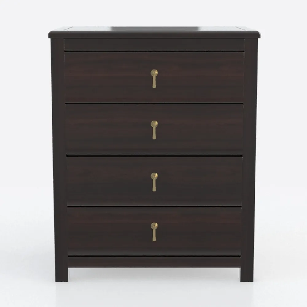 Benjara Wooden Chest with Metal Bar Handles and