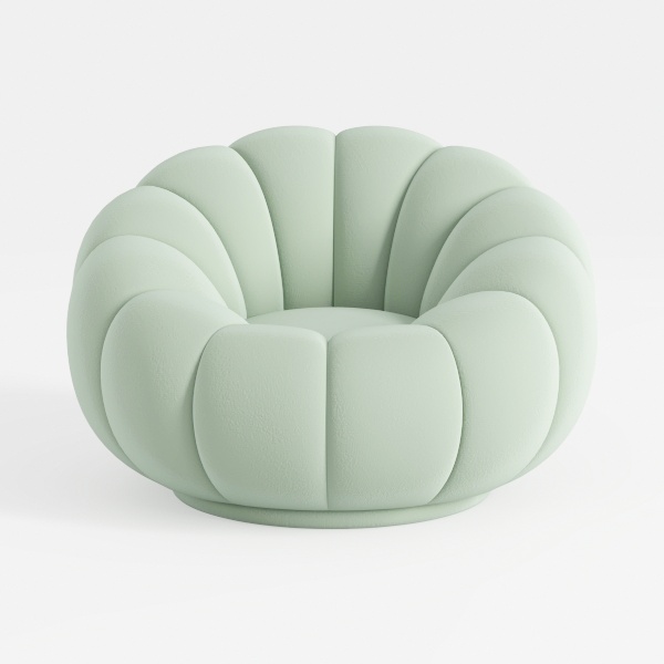 Pumpkin Grey Polyester Swivel Chair and Ottoman