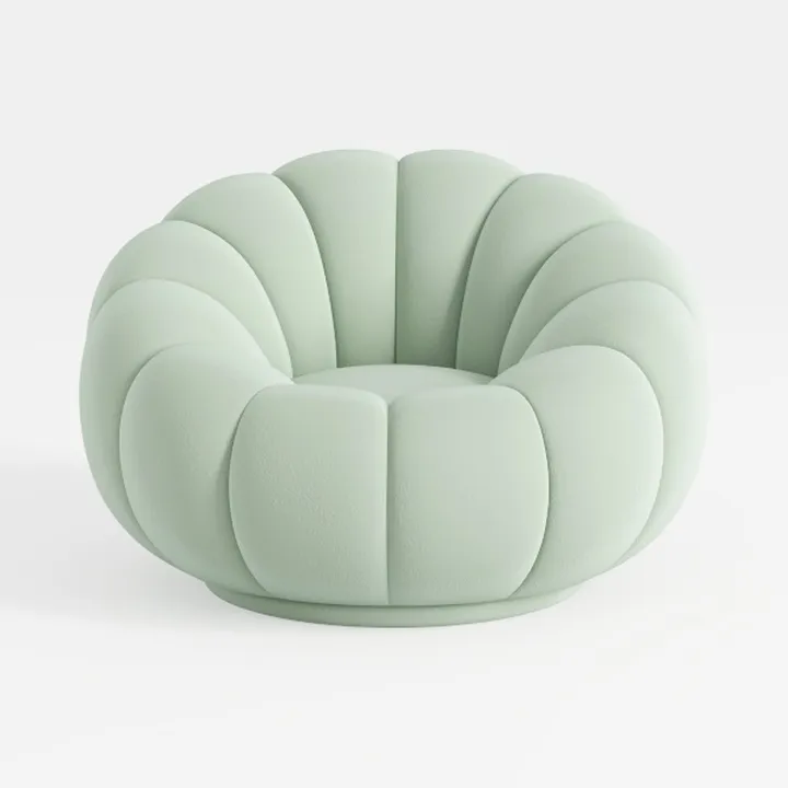 Pumpkin Grey Polyester Swivel Chair and Ottoman