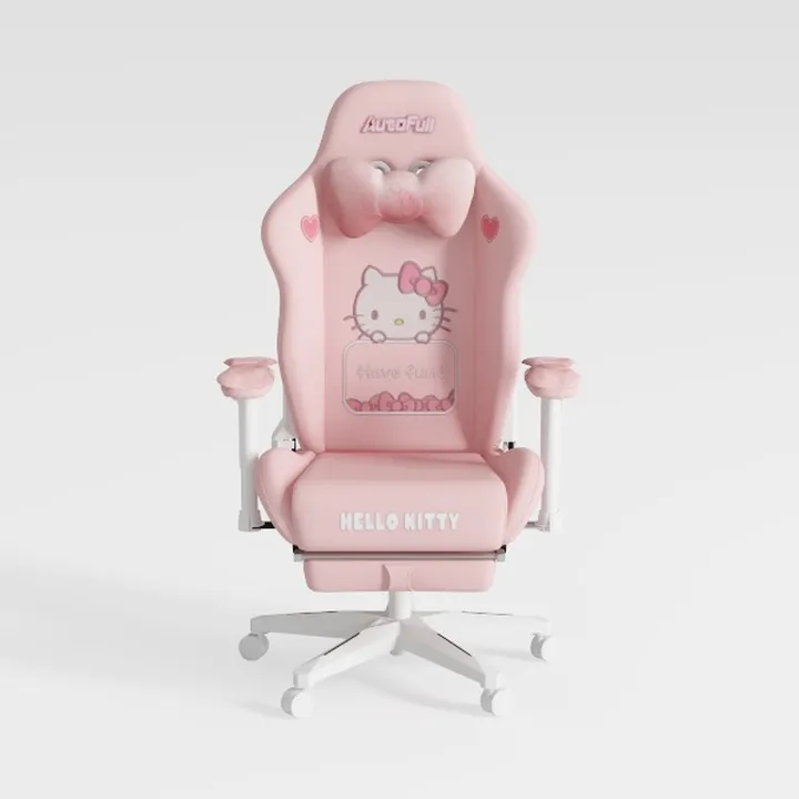 Pink Ergonomic Office Chair with Adjustable Headre
