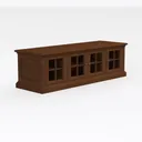 Traditional Solid Wood Glass Door TV Cabinet 3D Model Right 45 Degree View
