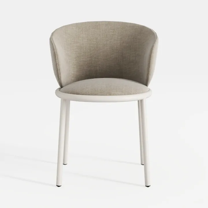 Minimalist Fabric Upholstered Metal Dining Armchair 3D Model