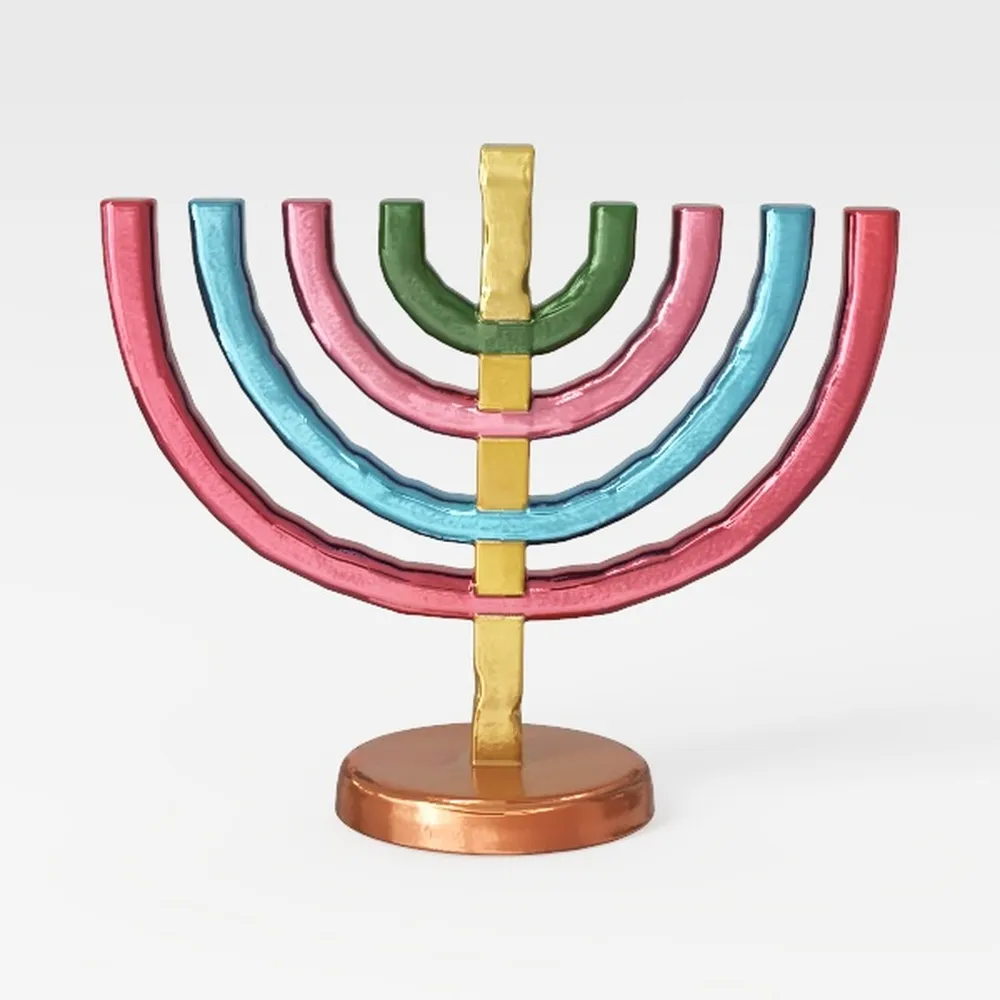 Anodized Aluminum Hanukkah Menorah_ai generated
