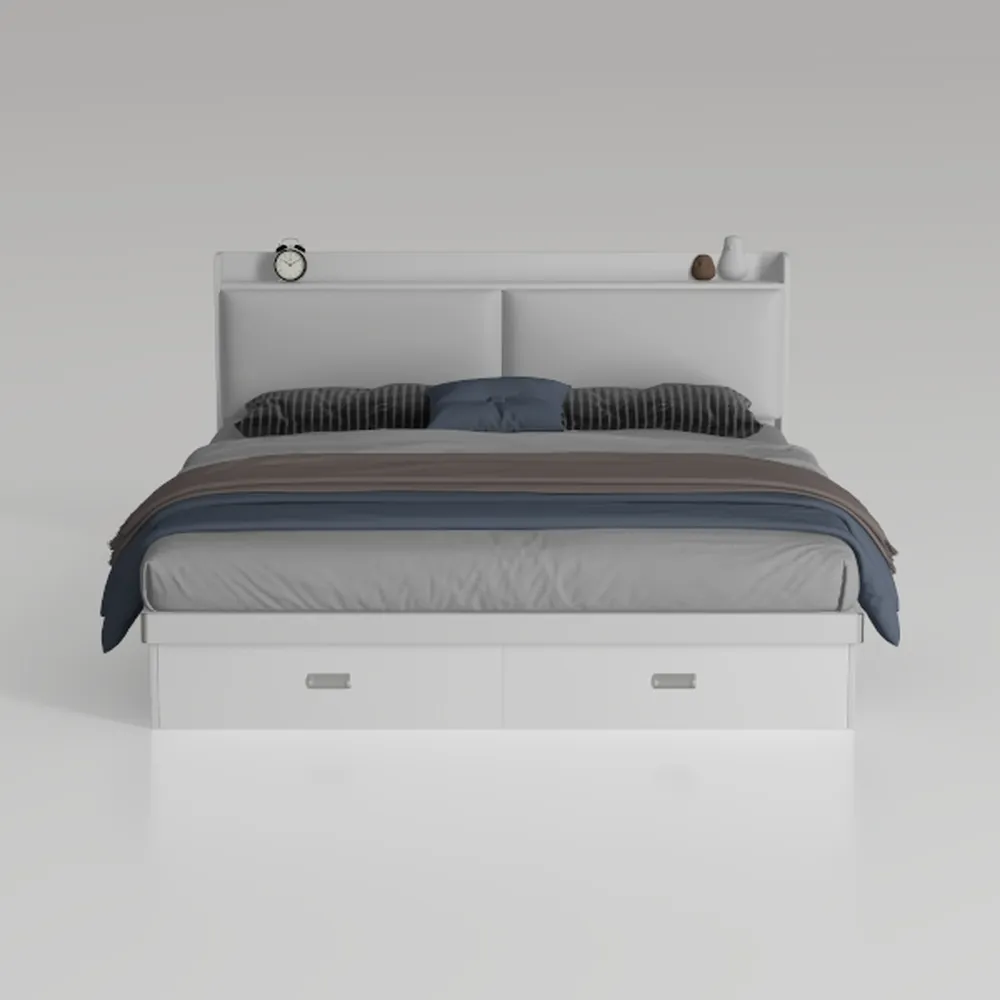 BOWERY HILL Tufted Queen Storage Panel Bed in Gray