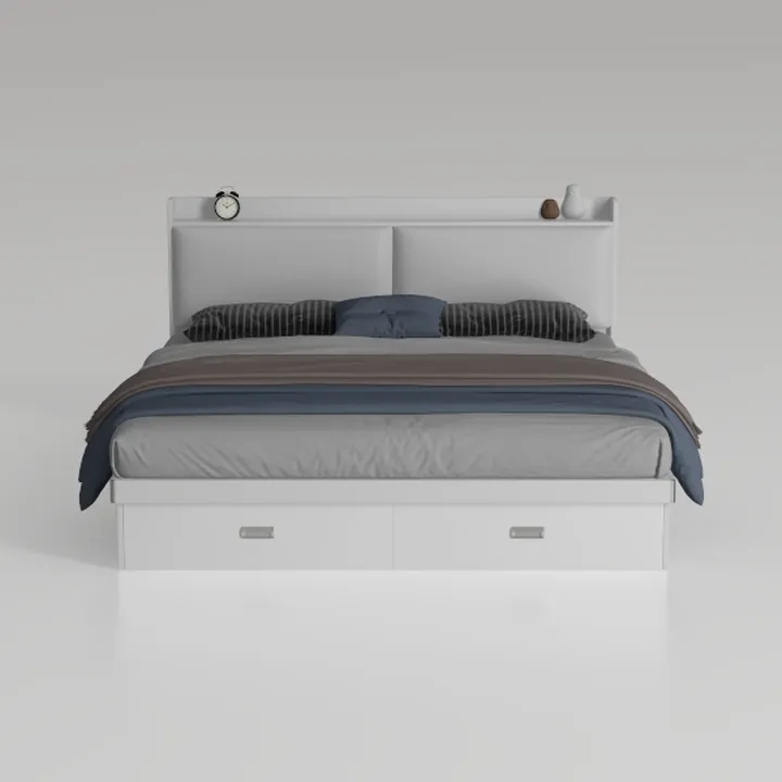 BOWERY HILL Tufted Queen Storage Panel Bed in Gray