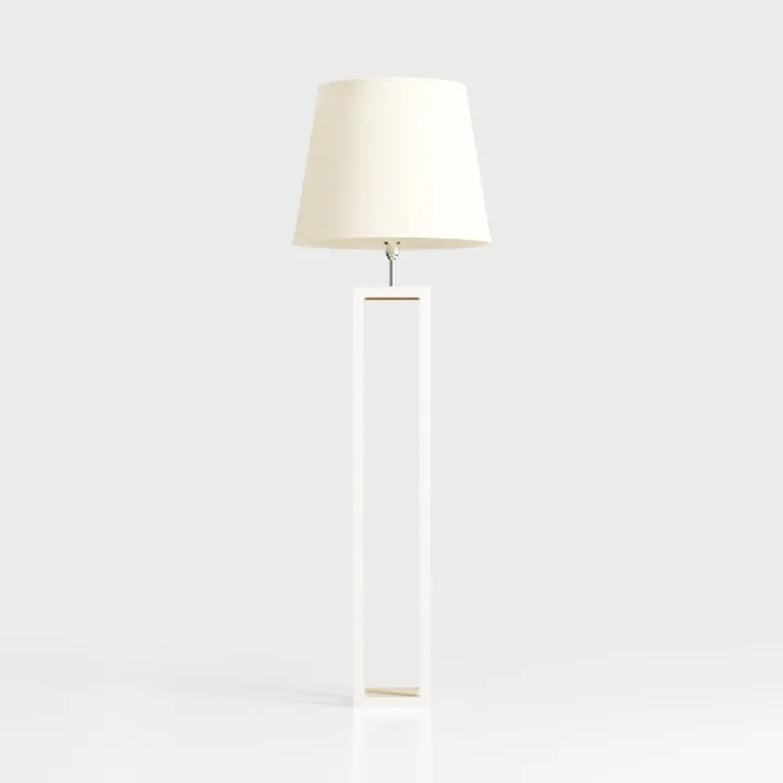 Minimalist White Metal Fabric Floor Lamp 3D Model