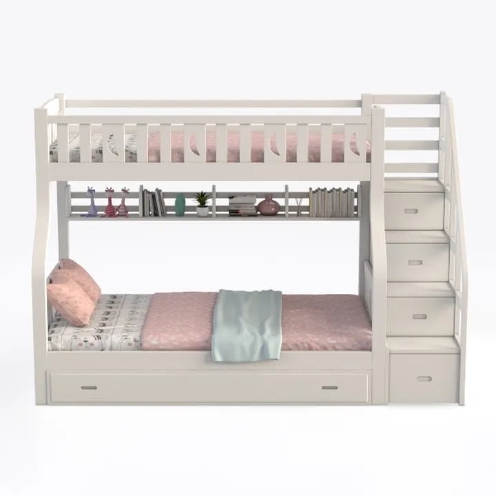 Merax Twin Over Full Bunk Bed with Trundle and Sta