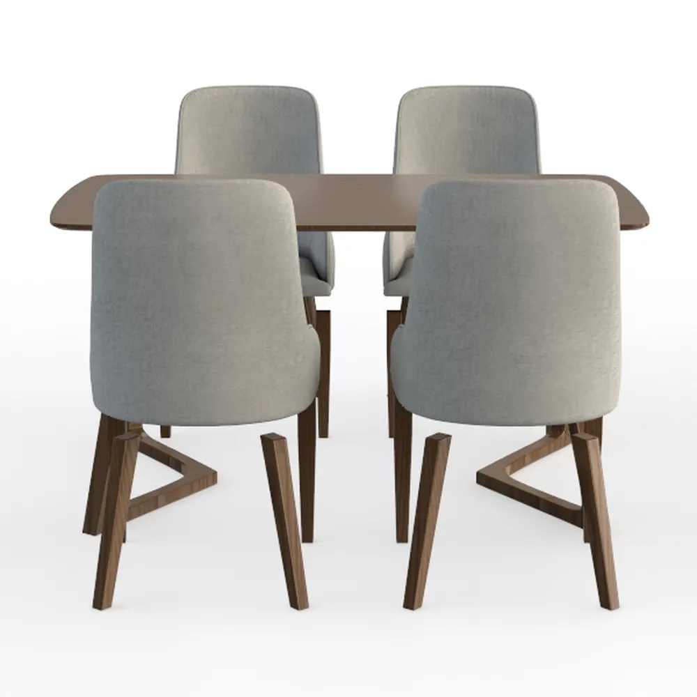 Forest Wisp 5-Piece Rectangle Walnut Wood Top Dini